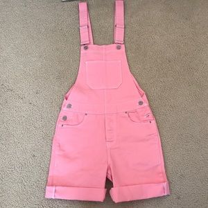 ASOS LIGHT SALMON PINK SHORT OVERALLS